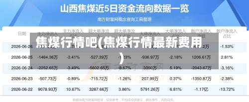 焦煤行情吧(焦煤行情最新费用)-第3张图片