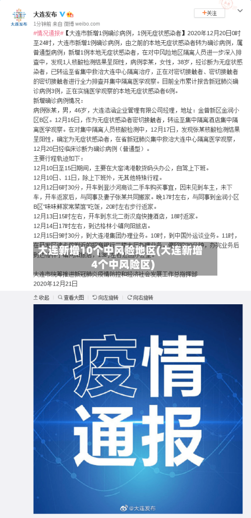 大连新增10个中风险地区(大连新增4个中风险区)