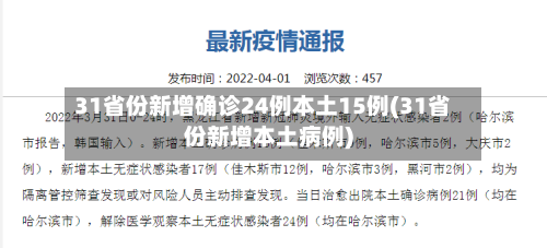 31省份新增确诊24例本土15例(31省份新增本土病例)
