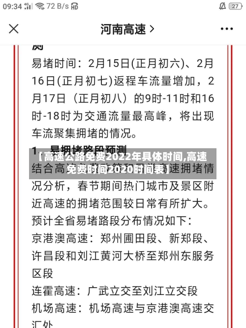 【高速公路免费2022年具体时间,高速免费时间2020时间表】-第2张图片