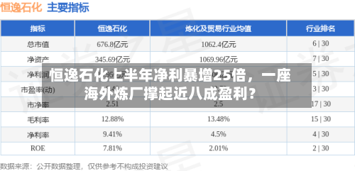 恒逸石化上半年净利暴增25倍	，一座海外炼厂撑起近八成盈利？-第3张图片