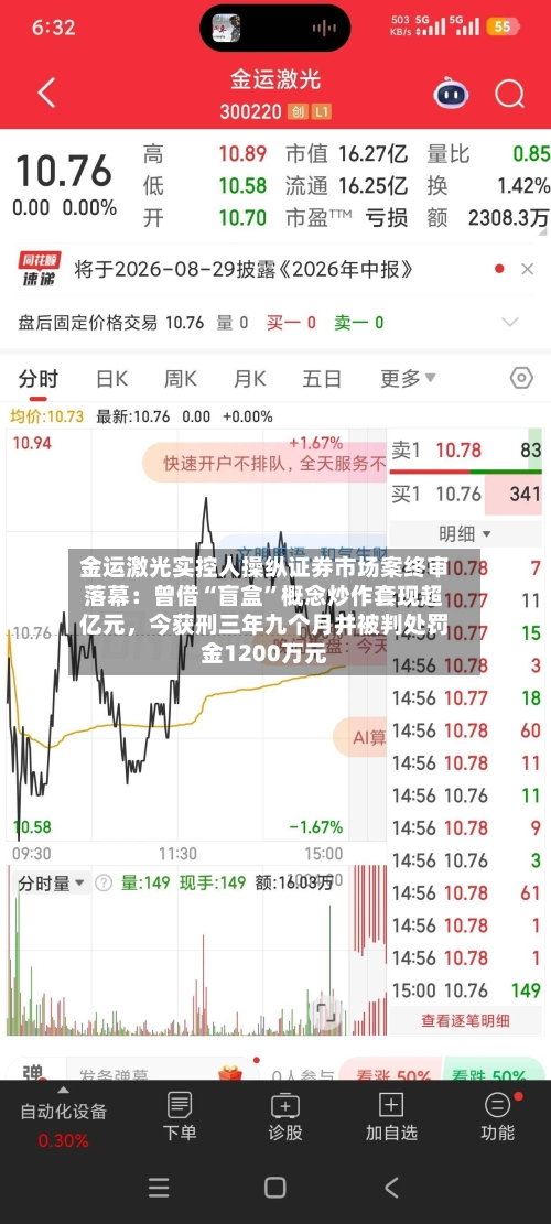 金运激光实控人操纵证券市场案终审落幕：曾借“盲盒”概念炒作套现超亿元，今获刑三年九个月并被判处罚金1200万元-第2张图片