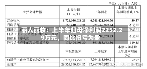 丽人丽妆：上半年归母净利润2252.29万元，同比扭亏为盈-第2张图片