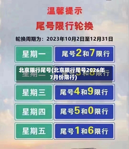 北京限行尾号(北京限行尾号2026年7月份限行)