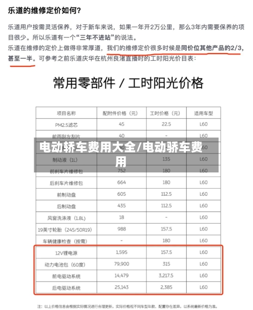 电动轿车费用大全/电动骄车费用-第3张图片