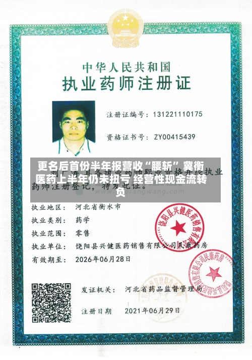 更名后首份半年报营收“腰斩	” 冀衡医药上半年仍未扭亏 经营性现金流转负-第2张图片