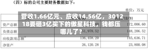 营收1.66亿元、应收14.56亿，301218要砸3亿买下的傲星科技	，钱都压哪儿了？-第1张图片