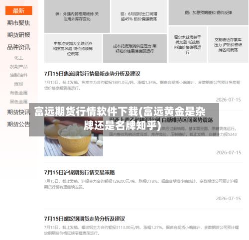 富远期货行情软件下载(富远黄金是杂牌还是名牌知乎)