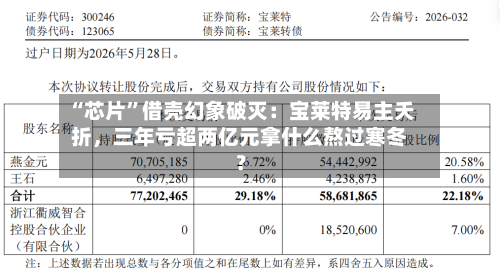 “芯片	”借壳幻象破灭：宝莱特易主夭折	，三年亏超两亿元拿什么熬过寒冬？-第2张图片
