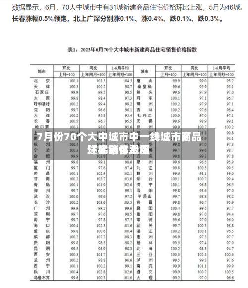 7月份70个大中城市中一线城市商品住宅销售费用
环比总体上涨-第2张图片