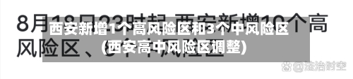 西安新增1个高风险区和3个中风险区(西安高中风险区调整)
