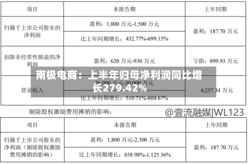 南极电商：上半年归母净利润同比增长279.42%-第3张图片