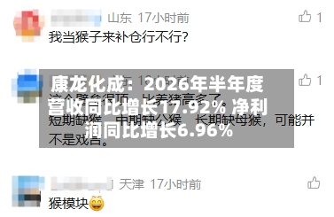 康龙化成：2026年半年度营收同比增长17.92% 净利润同比增长6.96%