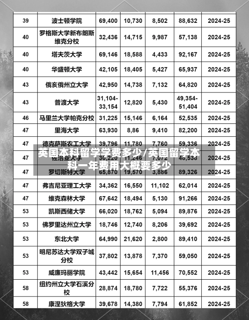英国本科留学学费多少/英国留学本科一年费用大概要多少-第2张图片