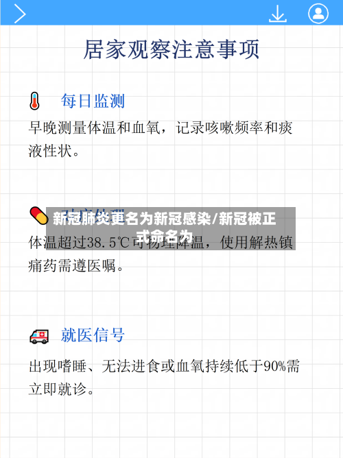 新冠肺炎更名为新冠感染/新冠被正式命名为
