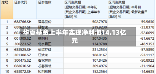 华夏基金上半年实现净利润14.13亿元